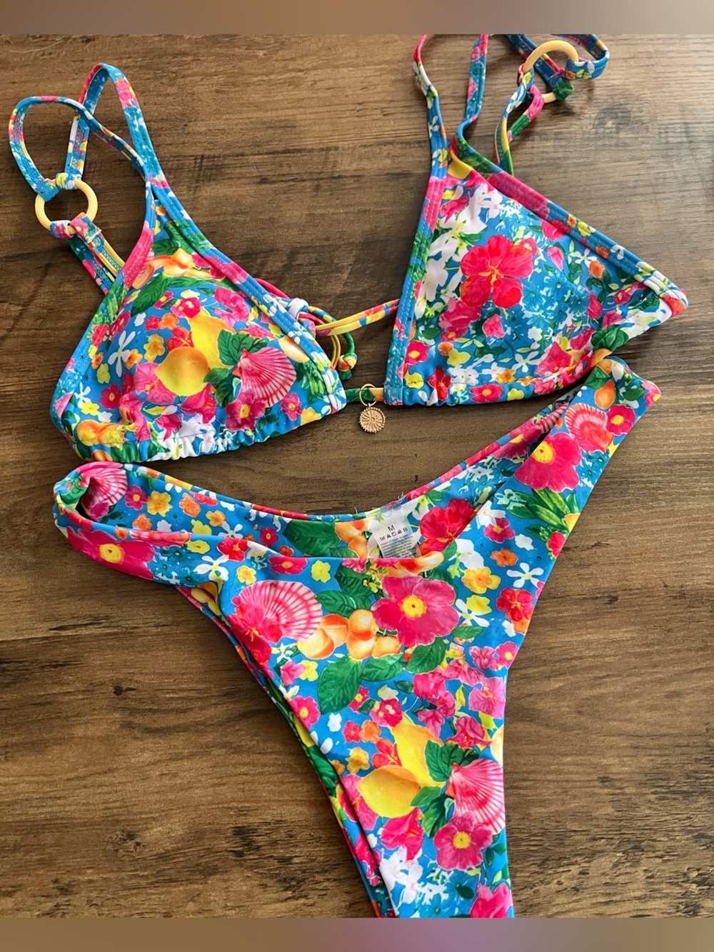 Multicolor Floral Triangle Bikini Set